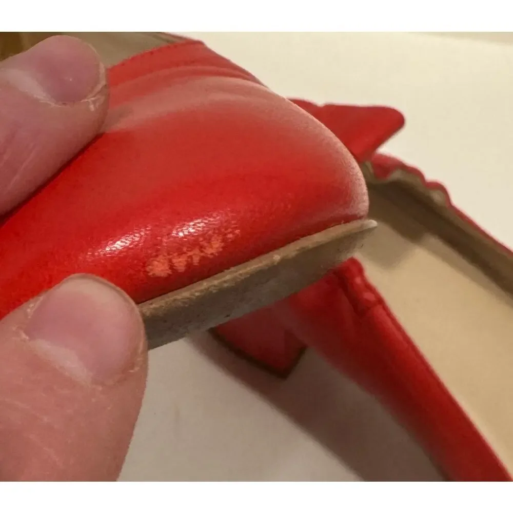 EVERLANE The Day Heel Genuine Italian Leather Red Block Heel Pumps Size 8.5 - Picture 8 of 8